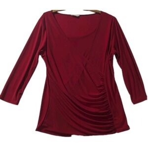 VTG Y2K Prospect BLVD. Career-Core Rouge Red Wrap Ruched Top – Size Medium USA